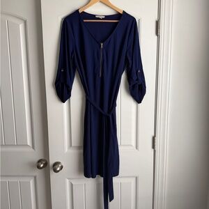 Chic Long Sleeve Navy Dress